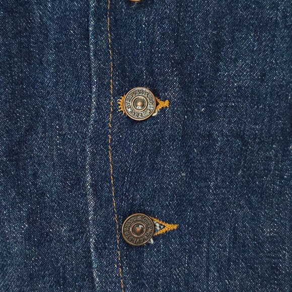 Levis Fresh Produce Patchwork Denim Vest L Buckle Back Vintage 70s Button Front - Picture 9 of 16